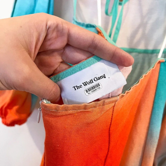 The Wolf Gang Martina Linen Blend Ombre Open Cutout Back Straight Leg Jumpsuit M - Picture 10 of 15